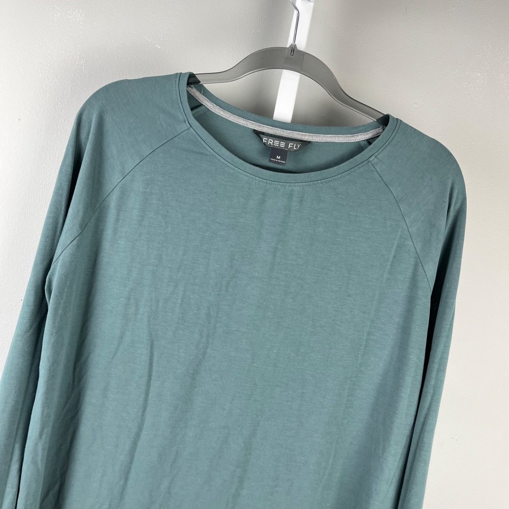Freefly Bamboo Performance Shirt Mens M Long Sleeve Raglan Teal Pullover